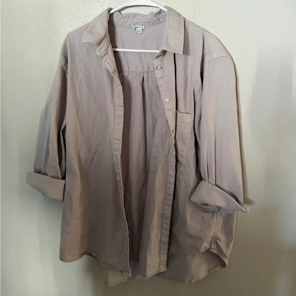 Aerie Light Pink Garment Dyed Button Up Women’s XL - Picture 1 of 4